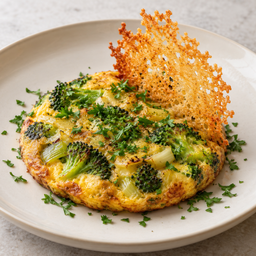 Broccoli Egg Galette, Parmesan Lace and Parsley - Fresh Start 30: A Journey To Better Health Broccoli Egg Galette, Parmesan Lace and Parsley